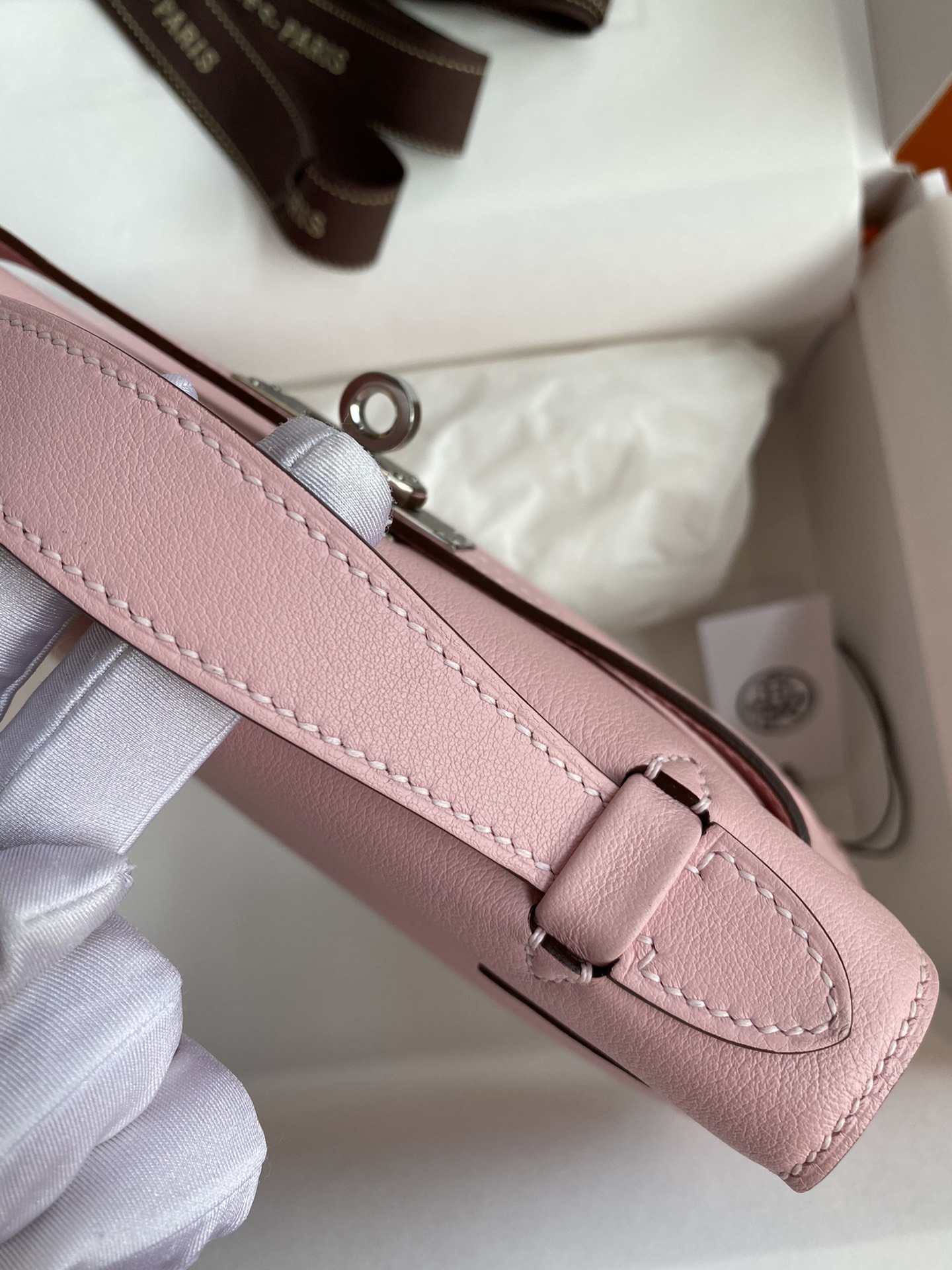 Hermes Mini Kelly Pochette 22cm Bag In Pink Swift Leather